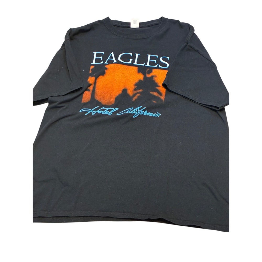 Eagles Hotel California Graphic T-Shirt Mens Black Short Sleeve Rock Band Tee